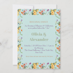 Invitation Conception de motif floral et fleurs jaunes à l'aq