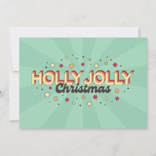 Invitation Conception de Noël rétro 3D Holly Jolly txt