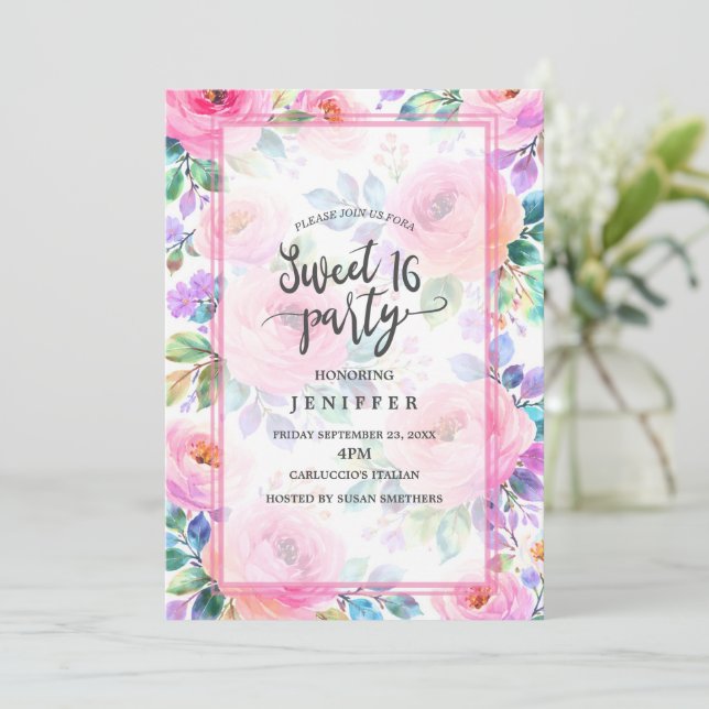 Invitation Conception de nom personnalisé bohème floral lever (Debout devant)