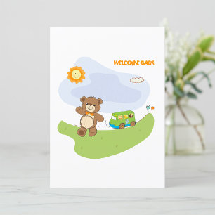 Invitation Conception de nurserie Bienvenue Bébé Ours en pelu