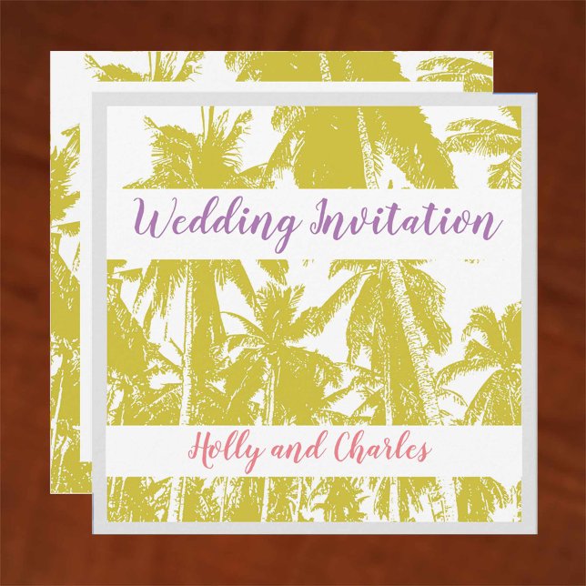 Invitation Conception de palmiers tropicaux Mariage sur la pl (Créateur téléchargé)