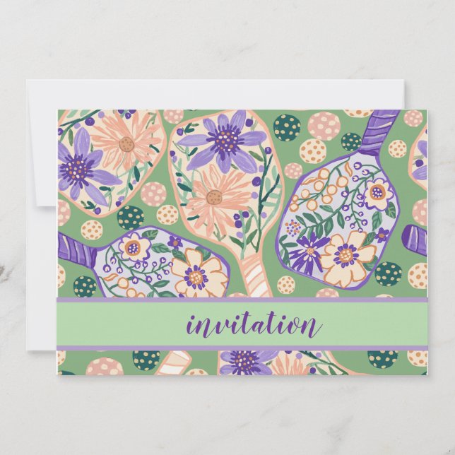 Invitation Conception de pickleball floral vintage (Devant)