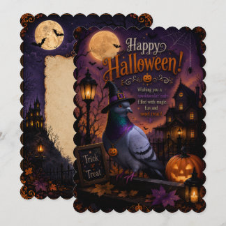 Invitation conception de pigeon d'Halloween heureux