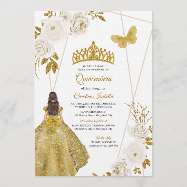 Invitation Conception de Quinceanera de luxe personnalisable (Devant)
