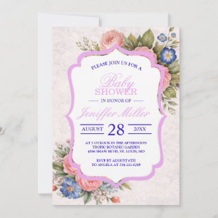 Invitation Conception de rose florale personnalisée vintage r