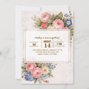 Invitation Conception de rose florale personnalisée vintage r