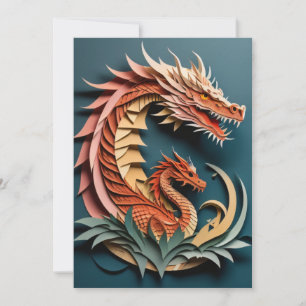Invitation Conception de T-shirt Dragon en papier 3D