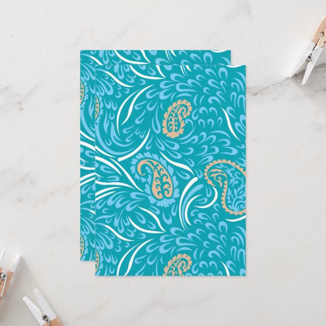 Invitation Conception de tissu turquoise complexe avec motif  (Devant/Arrière en situation)