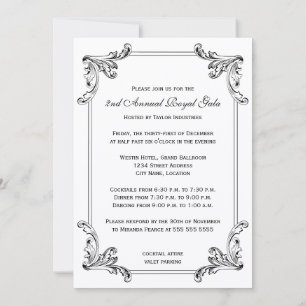 Invitation Conception Décorative Élégante Noir et Blanc