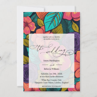 Invitation Conception d'invitation de mariage de Neon Florals