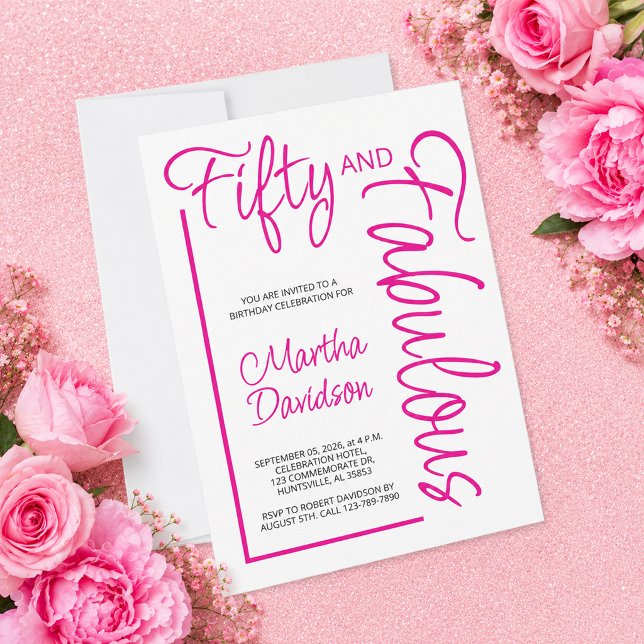 Invitation Conception d'invitation pour 50e anniversaire Fift (Fifty and Fabulous 50th Birthday Invitation Design)