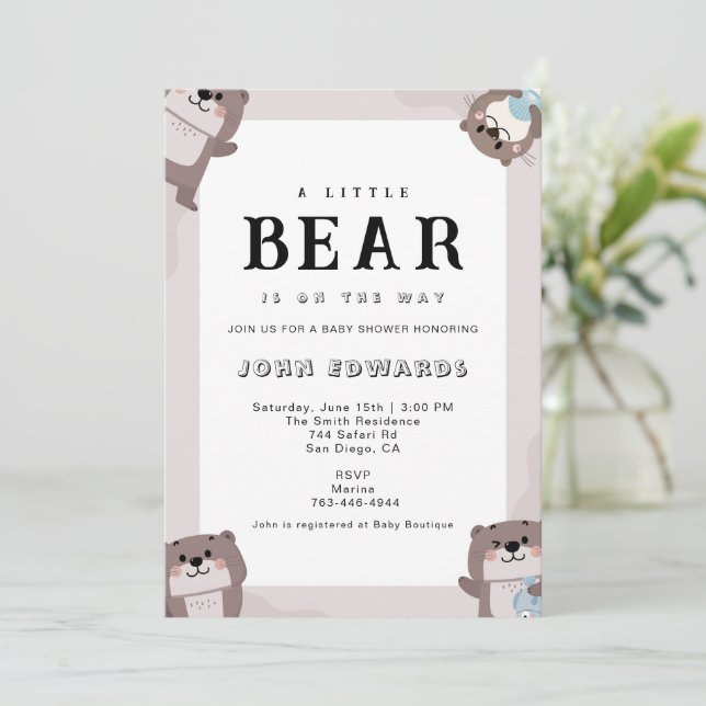 Invitation Conception d'invitation pour la baby shower Little (Debout devant)