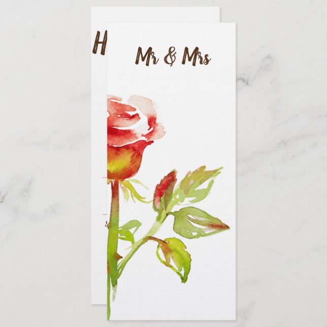 Invitation Conception douce de rose (Devant / Derrière)