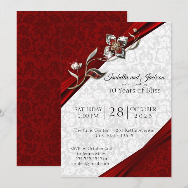 Invitation Conception du 40e anniversaire de la florale de Ru (Devant / Derrière)