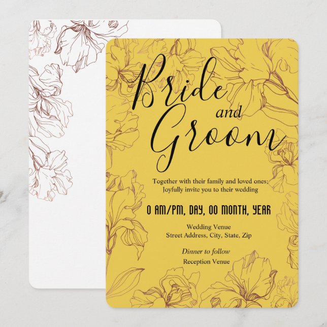 Invitation Conception du plan floral dans le Mariage BG Musta (Devant / Derrière)