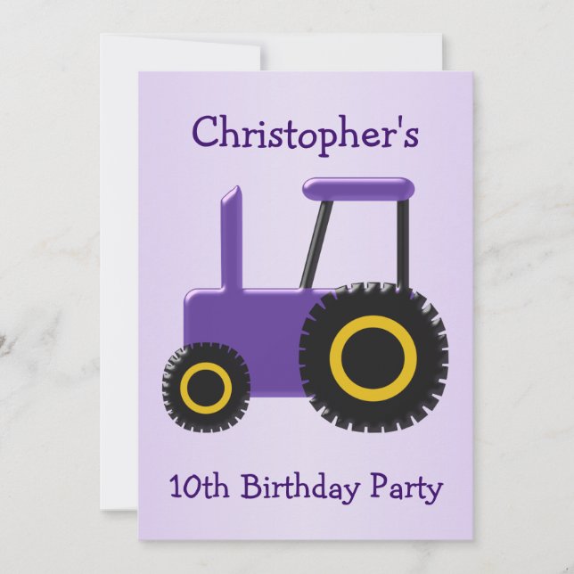 Invitation Conception du tracteur fête d'anniversaire (Devant)