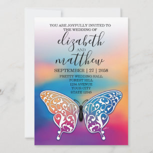 Invitation Conception élégante minimaliste de papillon et de 