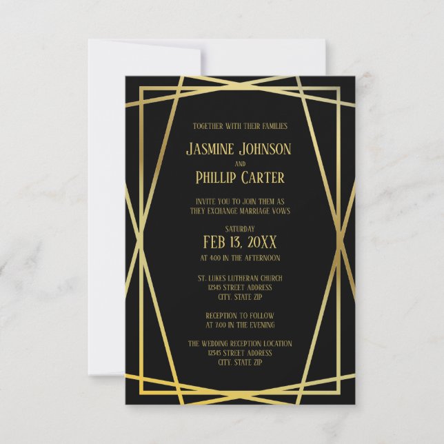 Invitation Conception en noir moyen - Mariage 3x5/Invitation  (Devant)