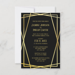 Invitation Conception en noir moyen - Mariage 3x5/Invitation 