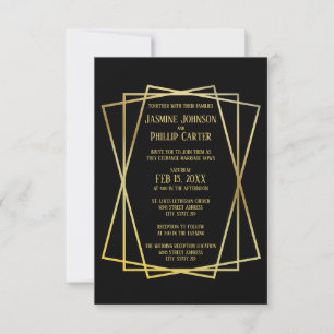 Invitation Conception en noir moyen - Mariage 3x5/Invitation 