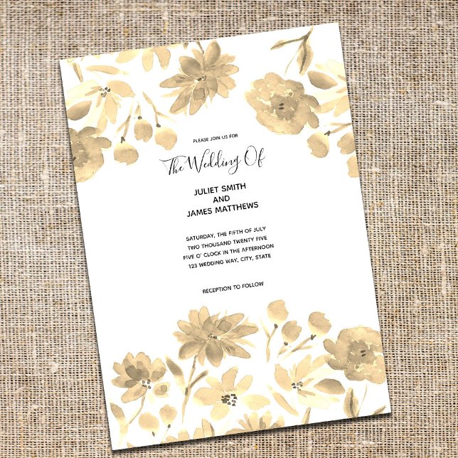 Invitation Conception florale élégante vintage aquarelle Invi (Créateur téléchargé)