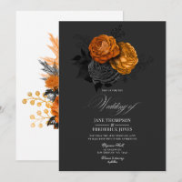 Conception florale gothique noire et orange élégan
