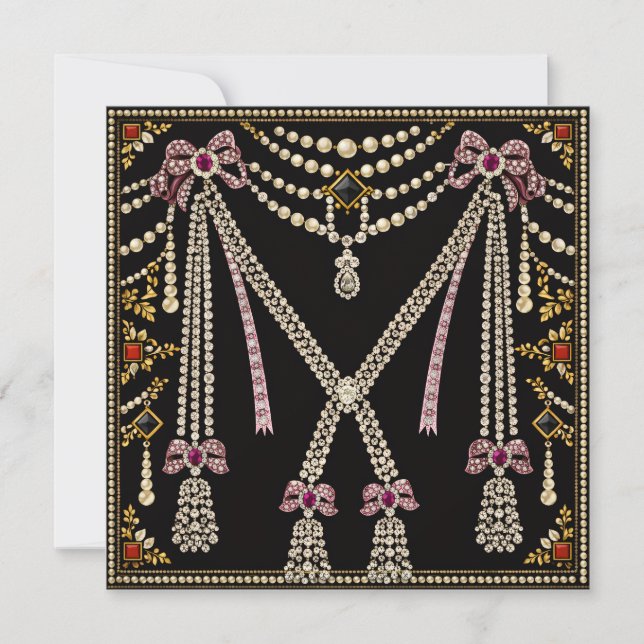 Invitation Conception inspirée de Marie Antoinette bijoux (Devant)
