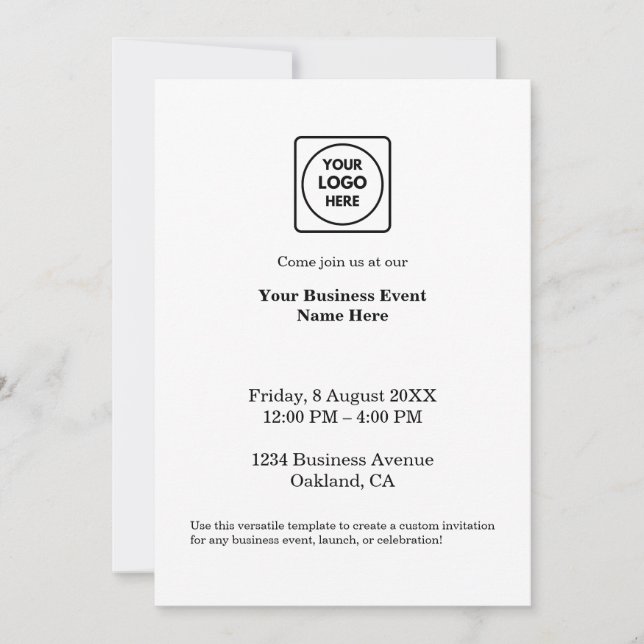 Invitation Conception minimaliste blanche | Entreprise person (Devant)