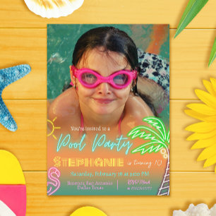 Invitation Conception minimaliste de fête au bord de la pisci