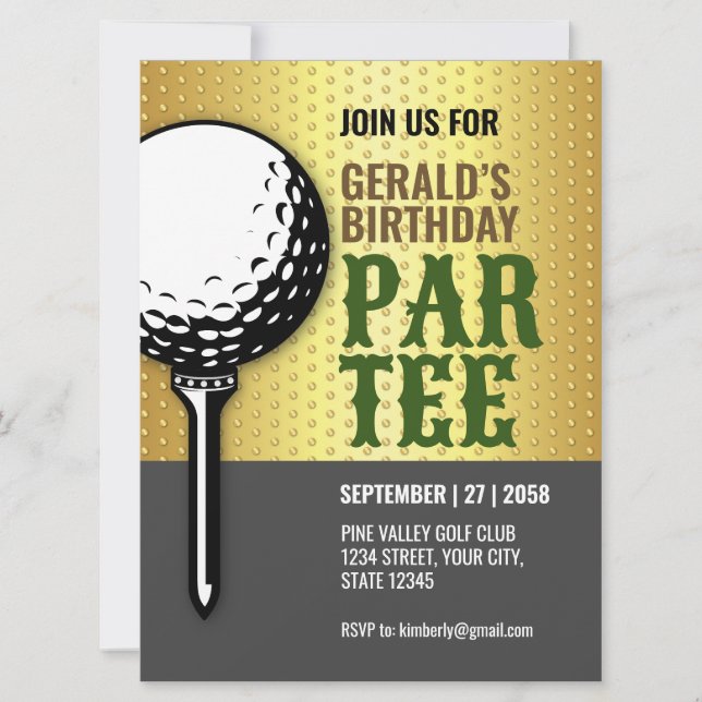 Invitation Conception minimaliste du Golf Party (Devant)