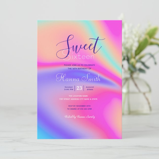 Invitation Conception moderne de la spirale holographique (Debout devant)