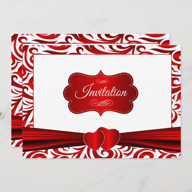 Invitation Conception Motif Verder Rouge et Blanc (Devant / Derrière)
