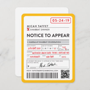 Invitation CONCEPTION PERSONNALISÉE Bar Mitzvah New York Bill