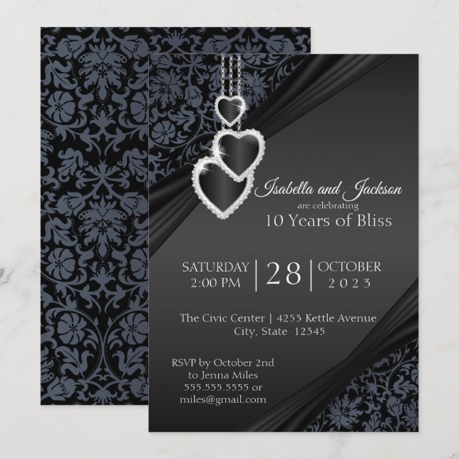 Invitation Conception pour le 10ème anniversaire de Black Ony (Devant / Derrière)