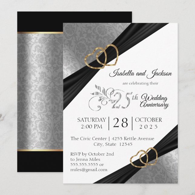 Invitation Conception pour le 25e anniversaire de Silver Hear (Devant / Derrière)