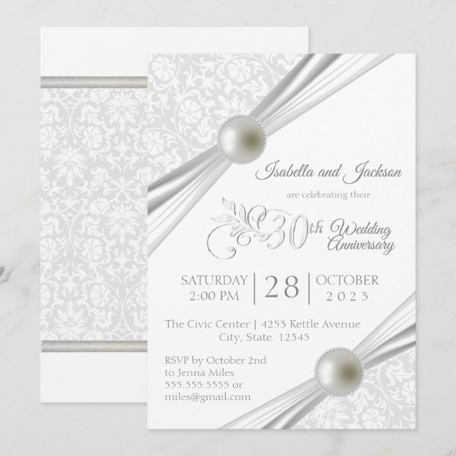 Invitation Conception pour le 30e Anniversaire de Perle (Devant / Derrière)