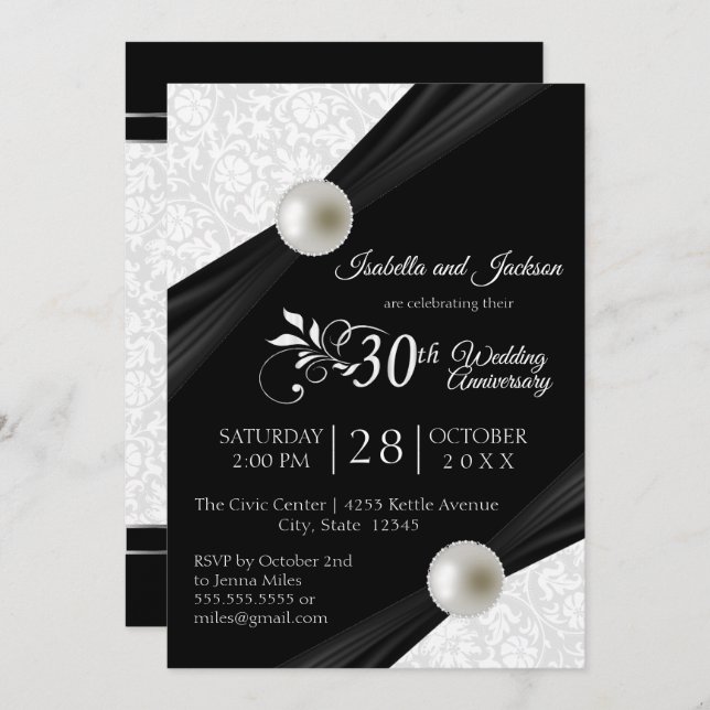 Invitation Conception pour le 30e Anniversaire de Perle - Noi (Devant / Derrière)