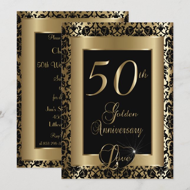 Invitation Conception pour le 50e anniversaire de mariage d'o (Devant / Derrière)