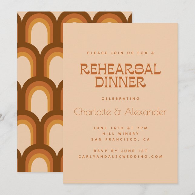 Invitation Conception Rétro Groovy Années 70 en Marron pour D (Devant / Derrière)