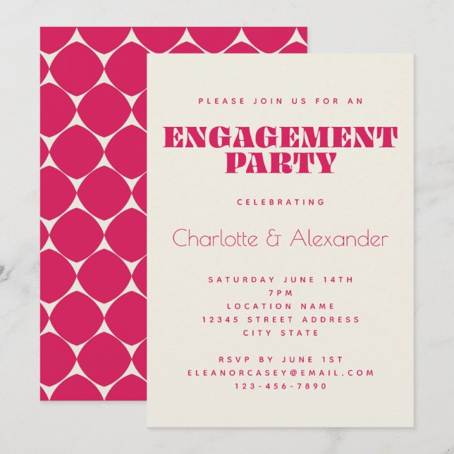 Invitation Conception Rétro Groovy des Années 70 en Rouge pou (Devant / Derrière)