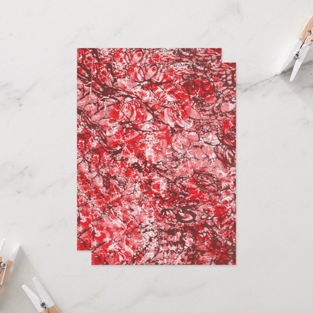 Invitation Conception textile rectangulaire avec rouge, blanc (Devant/Arrière en situation)
