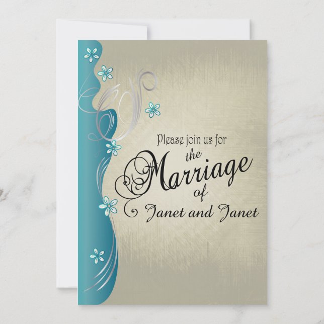 Invitation Conception vintage de courbe | bleu turquoise (Dos)