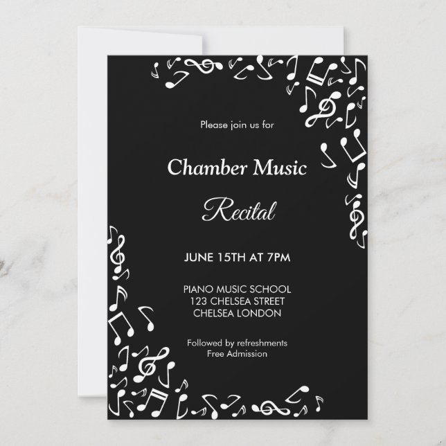 Invitation Concert de musique classique en chambre (Devant)