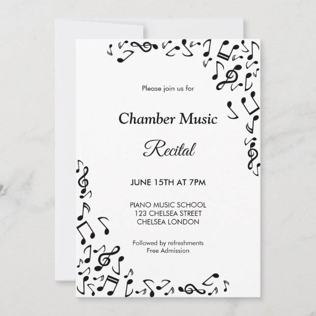 Invitation Concert de musique classique en chambre (Devant)