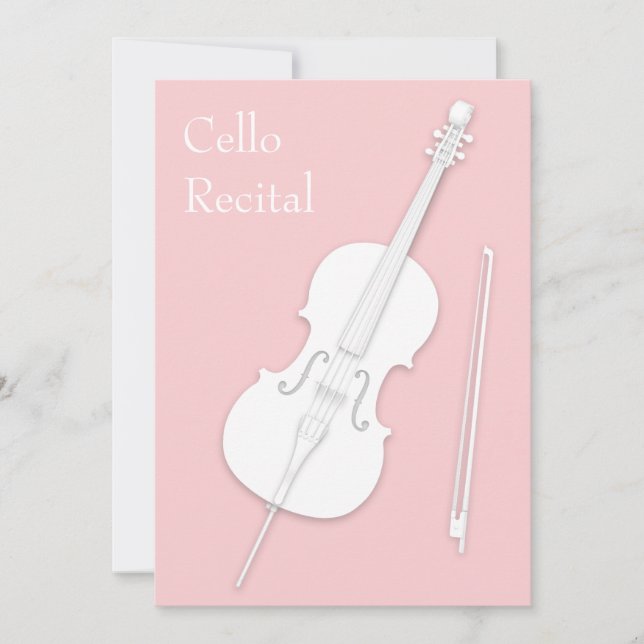 Invitation Concert de musique de violoncelle et d'archet Rose (Devant)