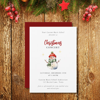 Invitation Concert de musique pour enfants Noël mignon Snowma