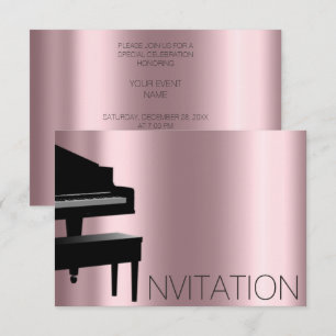 Invitation Concert de piano Minimalisme Formel Vip Rose Noir
