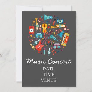 Invitation Concert musical pour enfants ou spectacles d'étudi