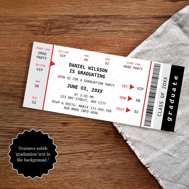 Invitation Concert Ticket Class of 2025 Modern Graduation (Concert Ticket Class of 2025 Modern Graduation Invitation)