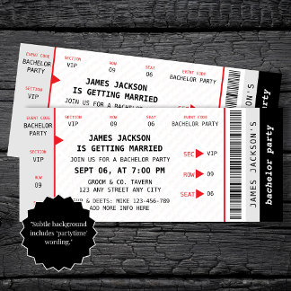Invitation Concert Ticket Music Bachelor Party